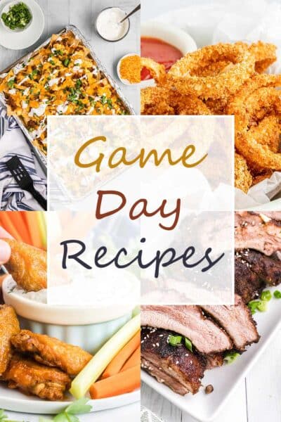 game day recipes photo collage.