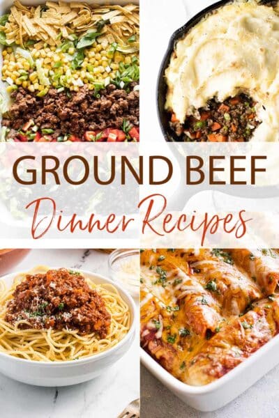 ground beef recipes photo collage.