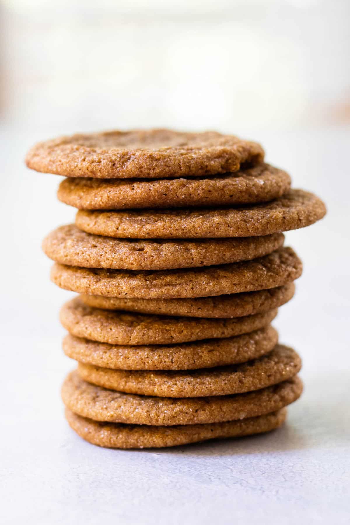 a stack of gingersnap cookies.
