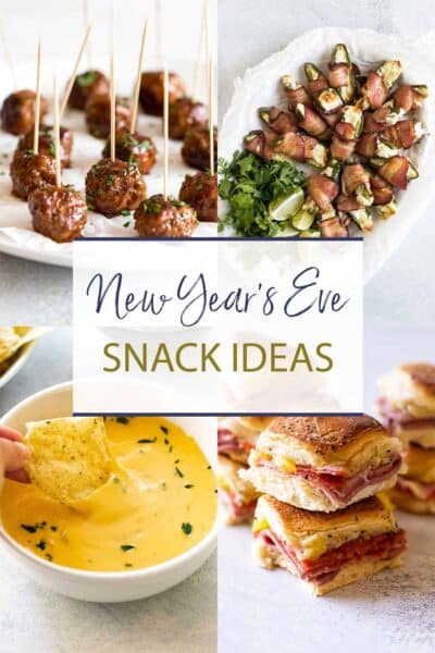 new year's snacks photo collage.