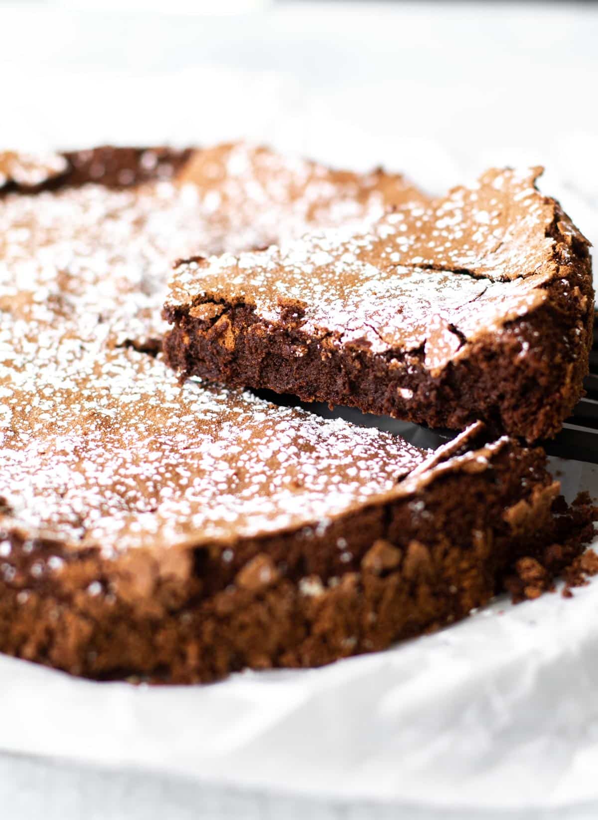 a slice being lifted from the cake.