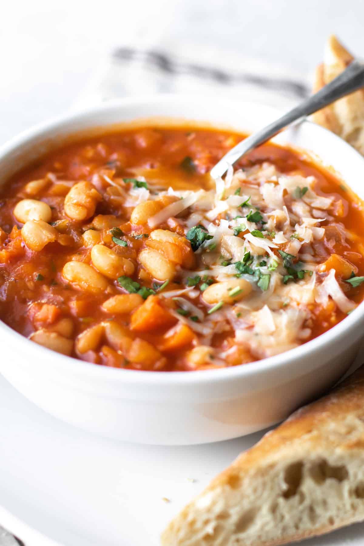 a bowl of white bean soup.