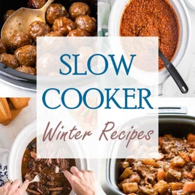 winter slow cooker recipes photo collage.