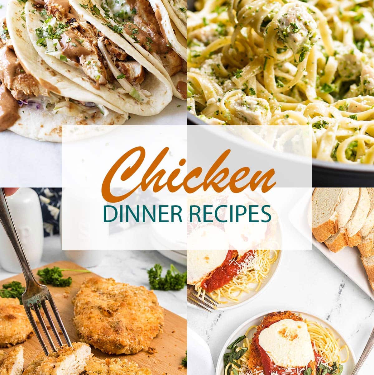 chicken recipes photo collage.