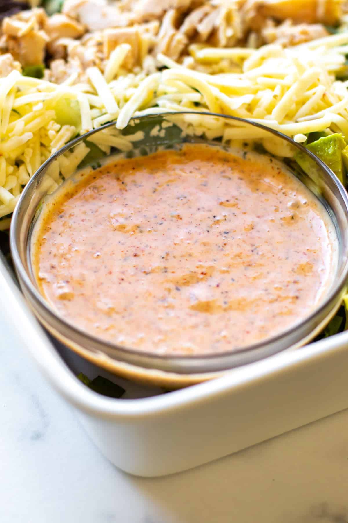 a bowl of southwest ranch dressing.