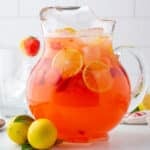 a pitcher of strawberry lemonade.