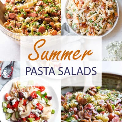 pasta salad photo collage.