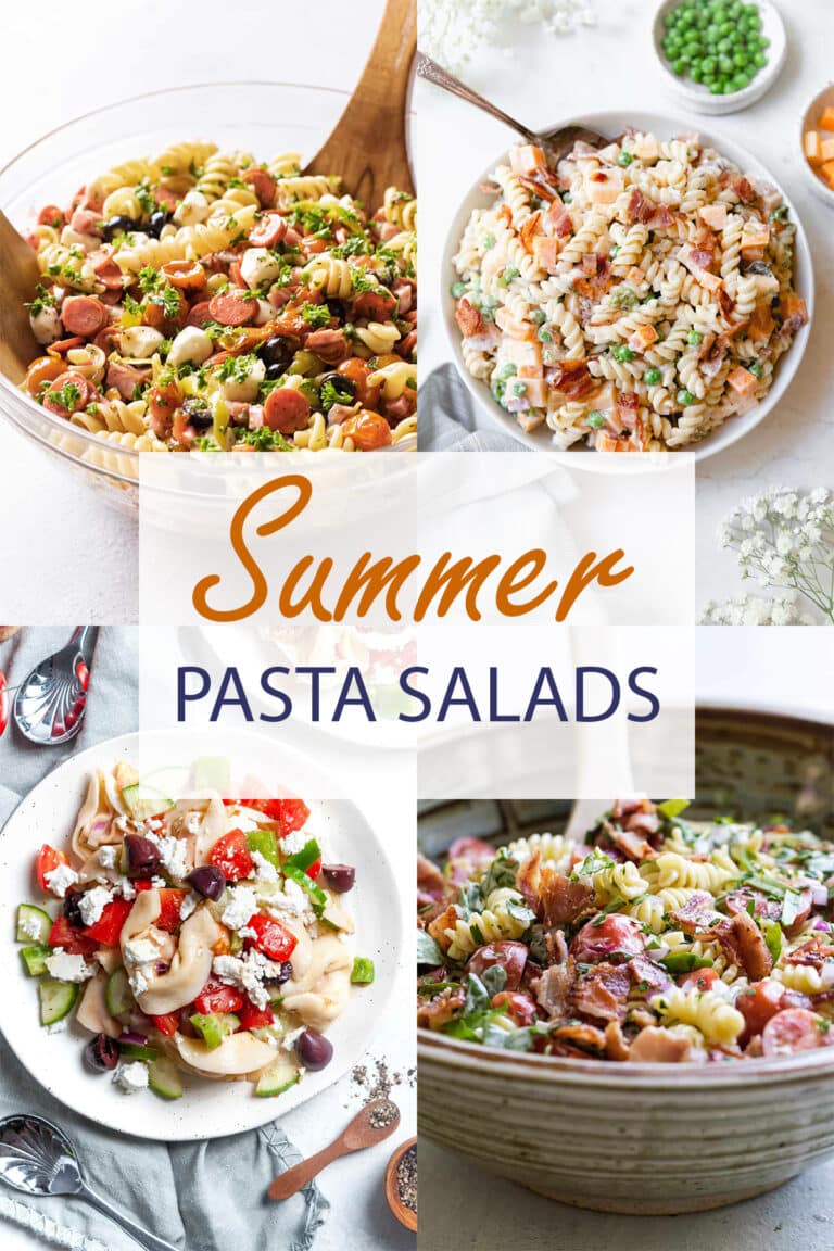 pasta salad photo collage.