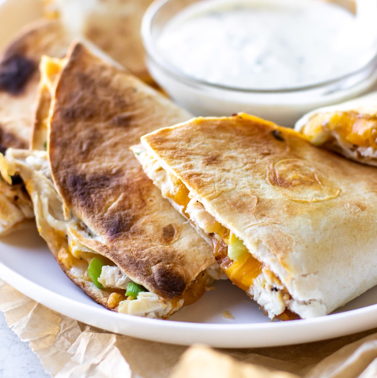 quesadillas on a plate.