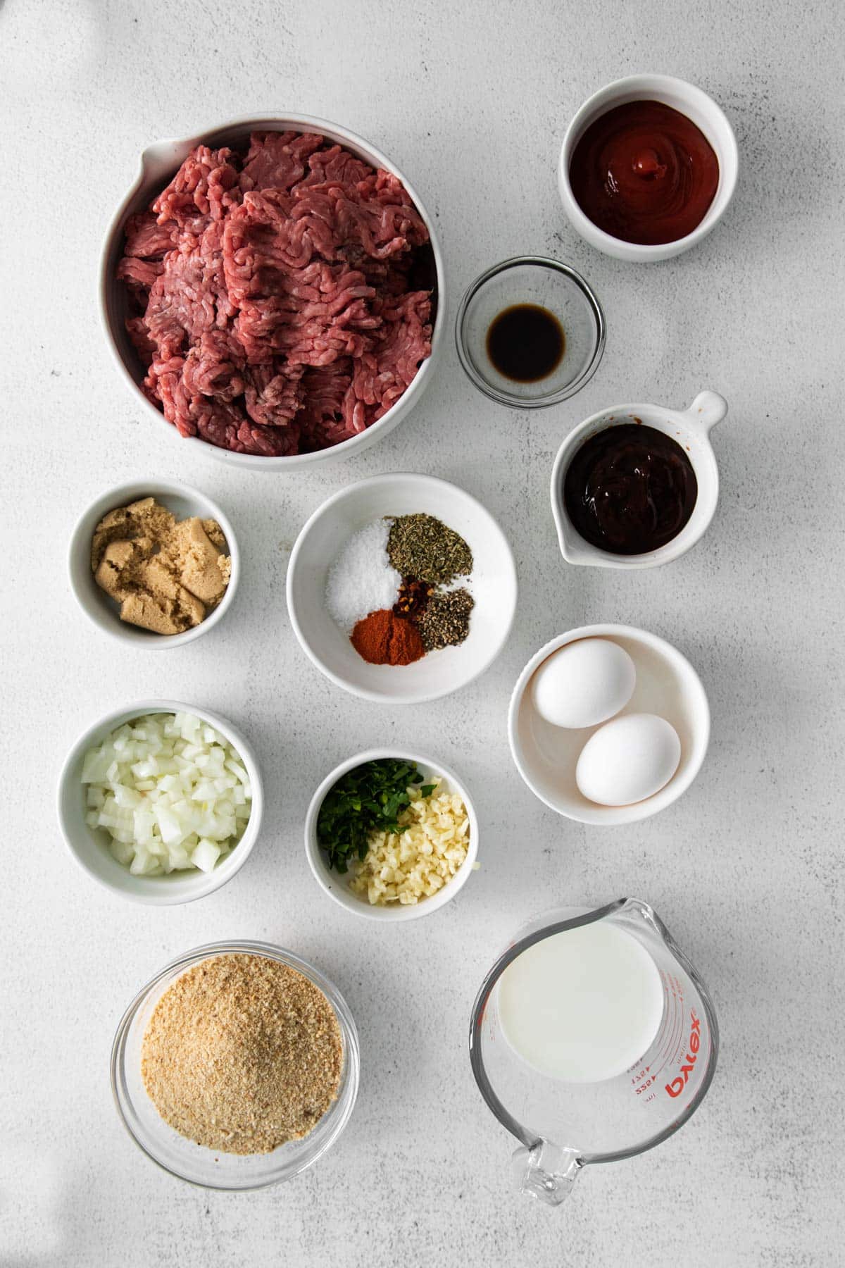 ingredients for homemade meatloaf.