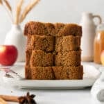 a stack of apple bread slices.