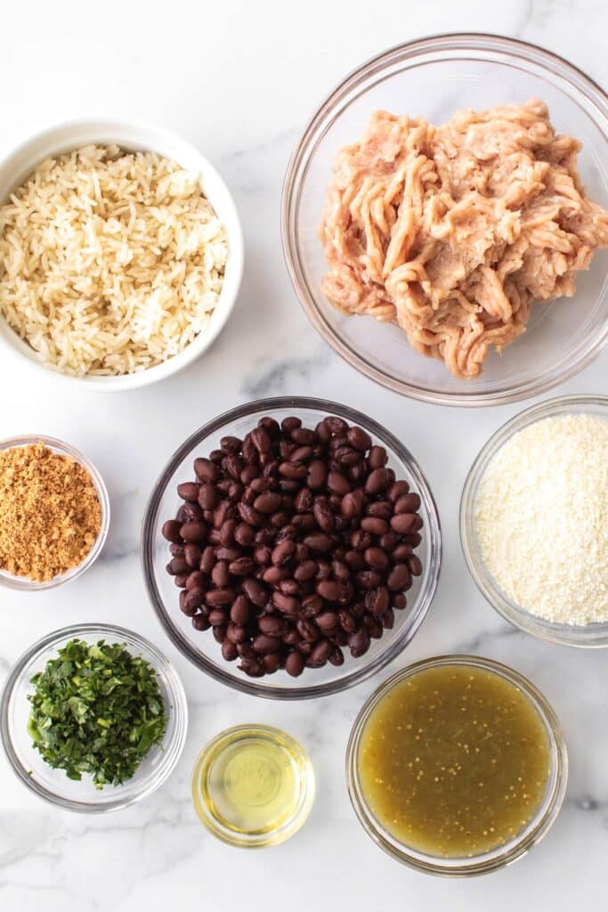 ingredients for chicken taco bowls.