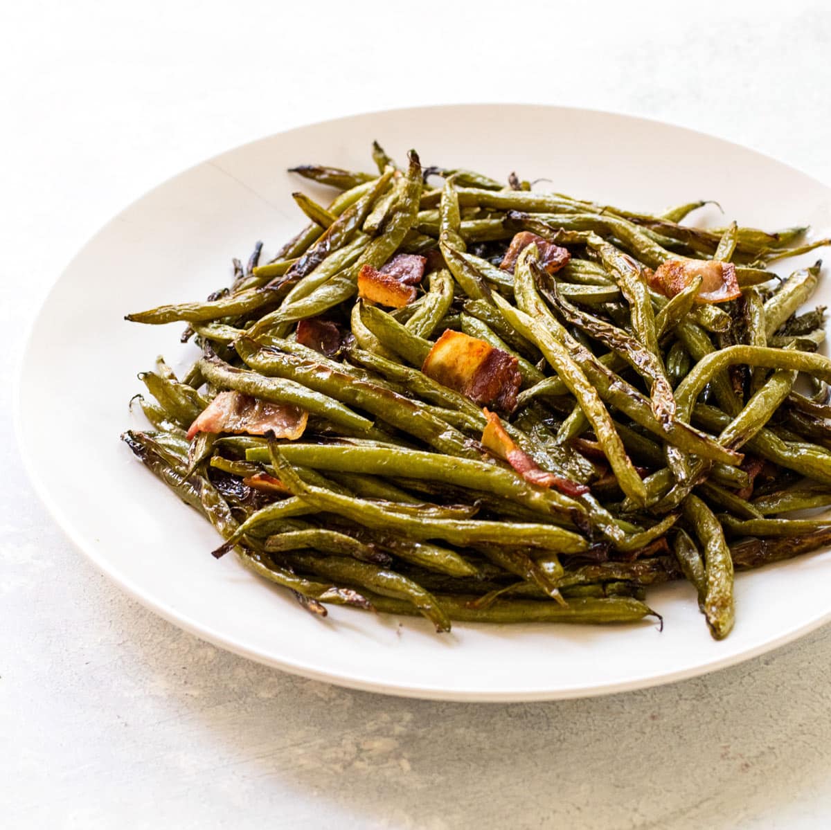 roasted green beans with crispy bacon.