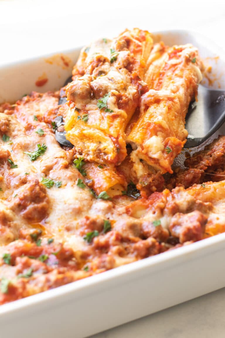 Four-Cheese Manicotti with Meat Sauce