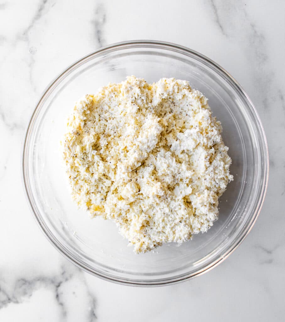 the cheese filling mixed in a bowl.