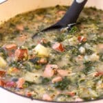 a pot of kielbasa soup.