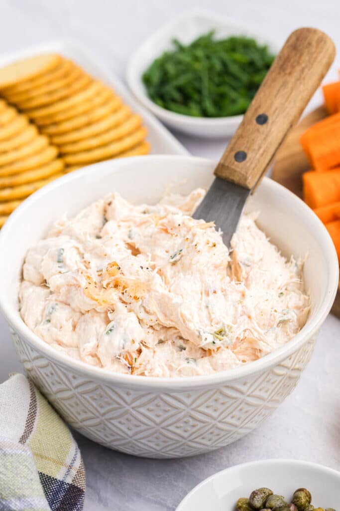 a bowl of smoked salmon spread.