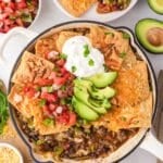 the nachos with the filling showing.