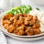 cajun chicken bites on a plate.