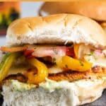 chicken fajita burgers pinterest image.