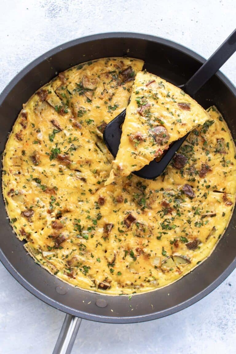 a slice being removed from the pan.