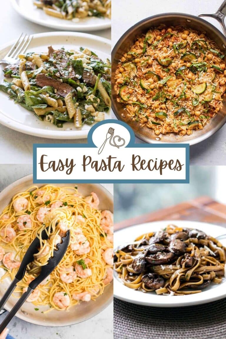 easy pasta recipes collage.