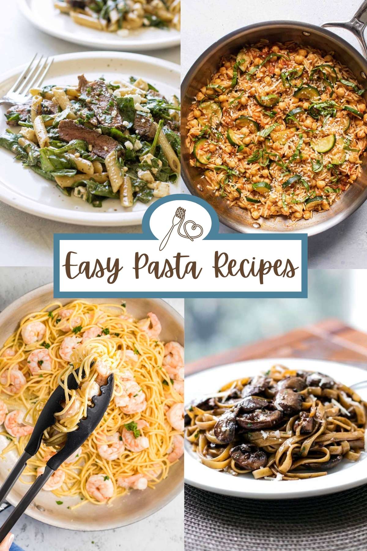 easy pasta recipes collage.