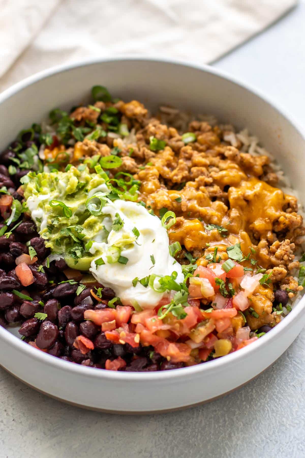 a pork verde enchilada bowl.
