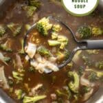 broccoli beef noodle soup pinterest image.