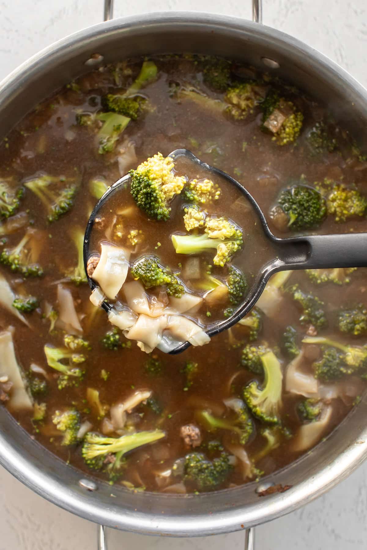 a ladleful of the soup.
