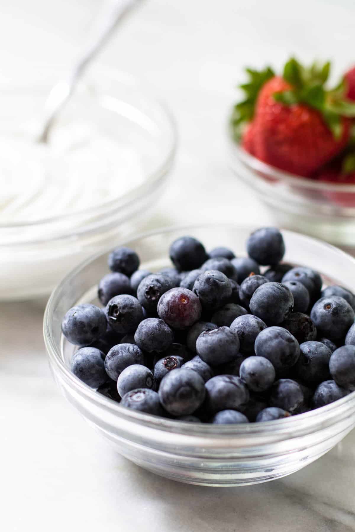 a bowl of blueberries.