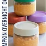 a small container of overnight oats with three in the background.