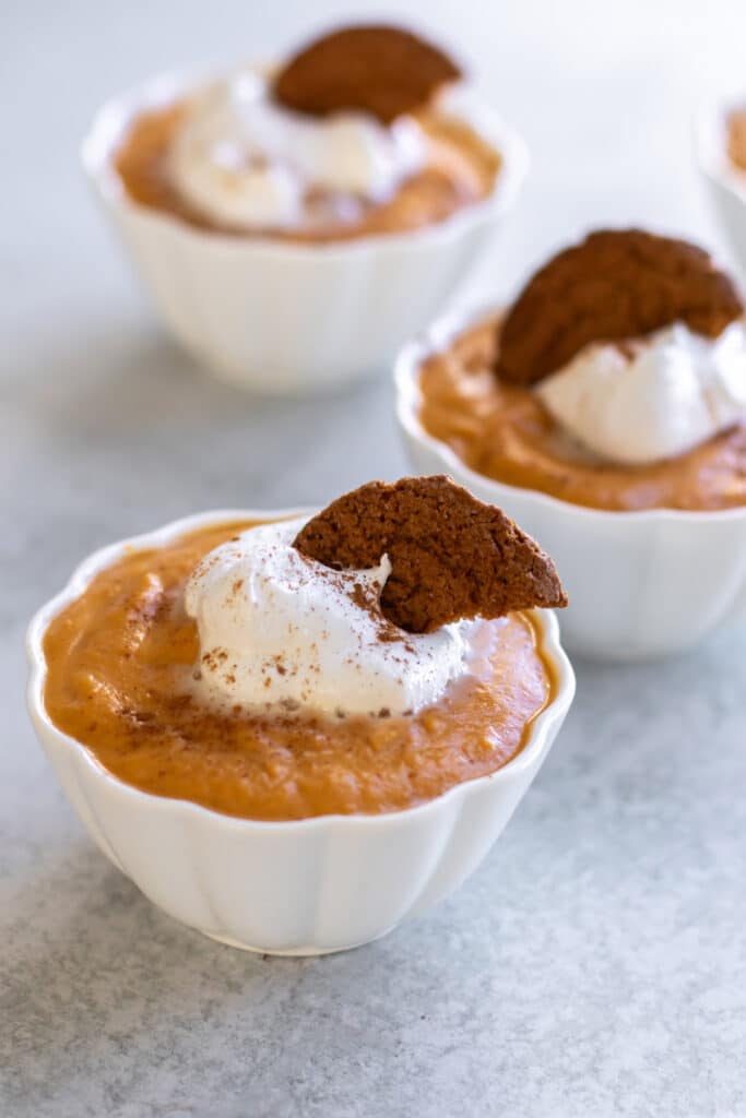 bowls of pumpkin pudding.