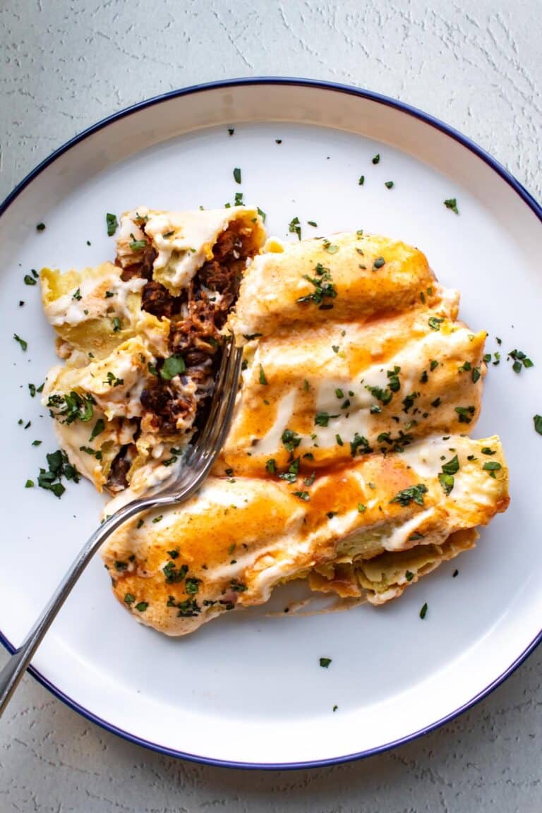 enchiladas on a plate.