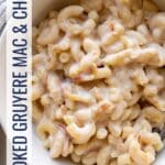gruyere macaroni and cheese pinterest image.