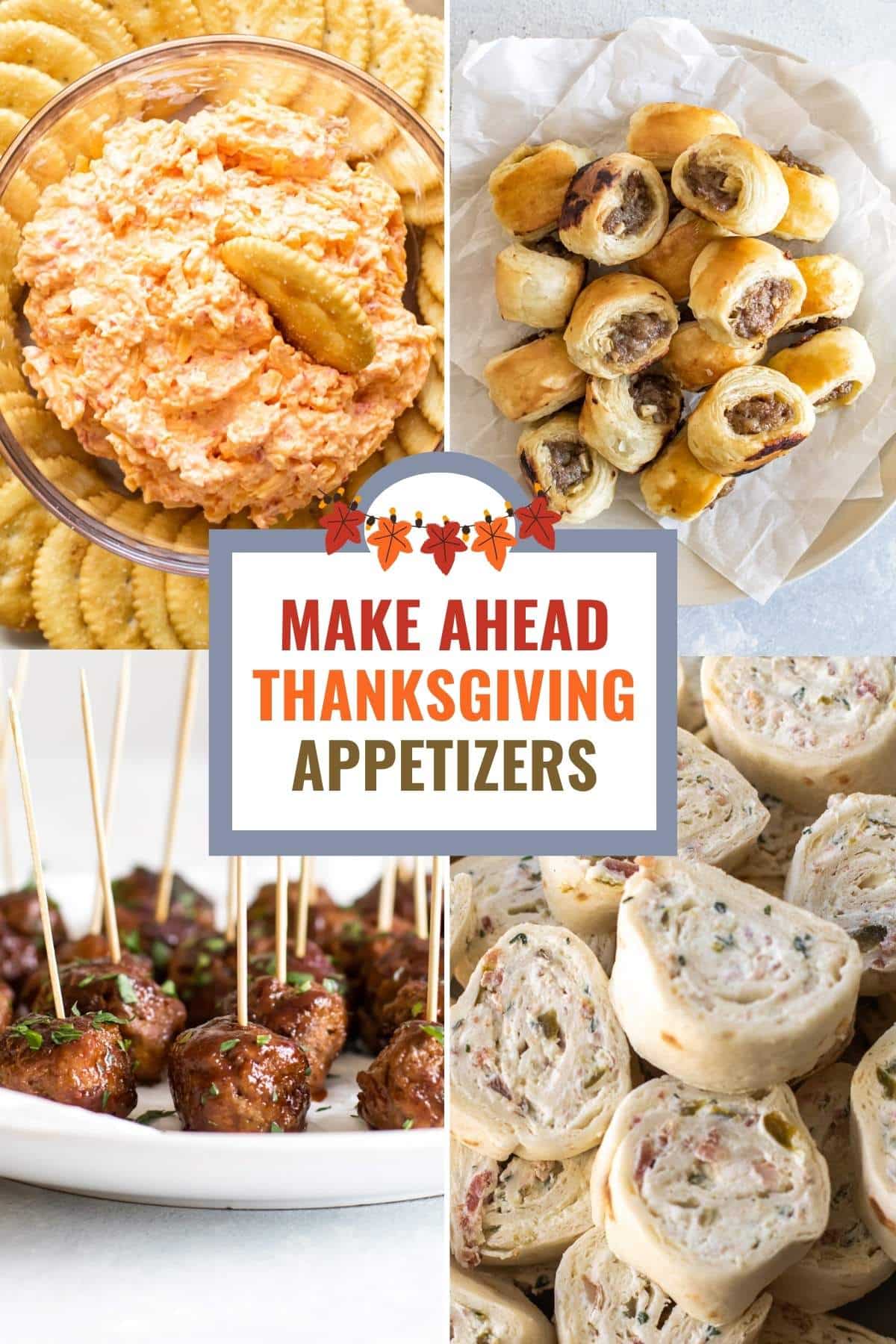 make ahead appetizers recipe photo collage.