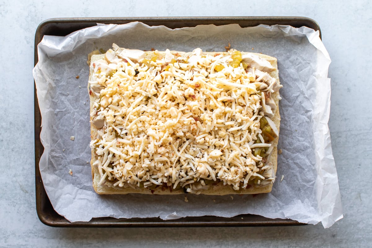 the shredded cheese sprinkled on top.