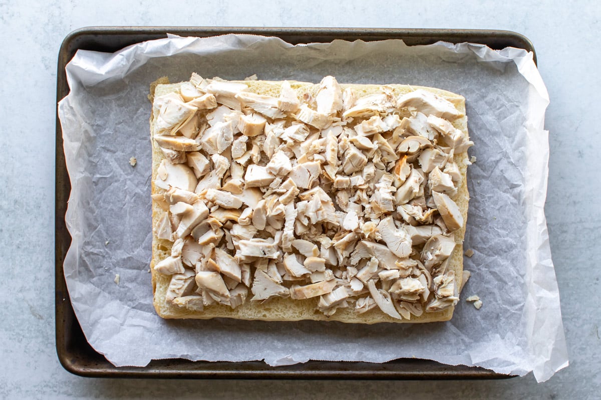 the chopped turkey on top of the bun.