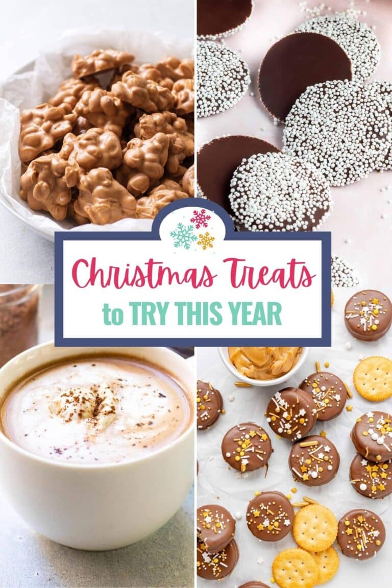 a photo collage with different christmas treats.