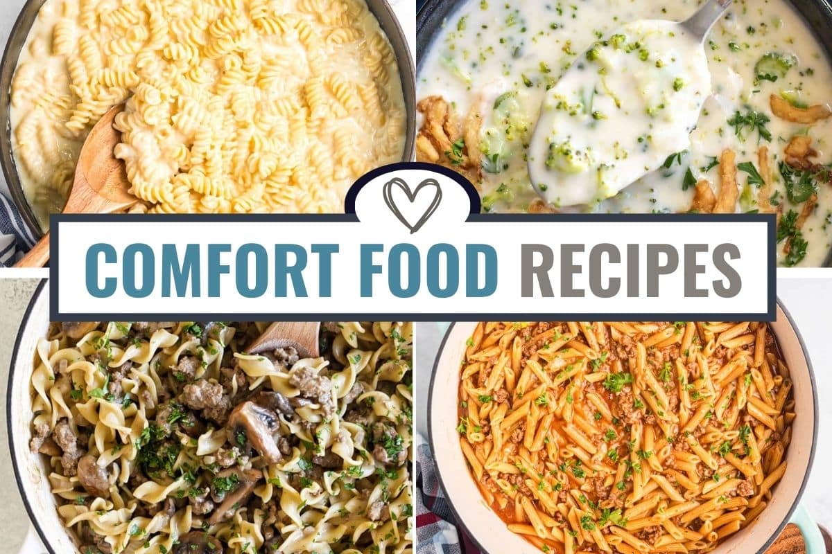 comfort food recipes collage image.