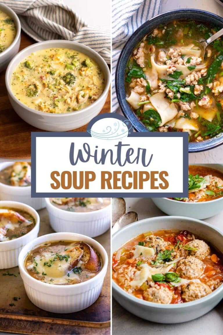 winter soup recipes post photo collage.