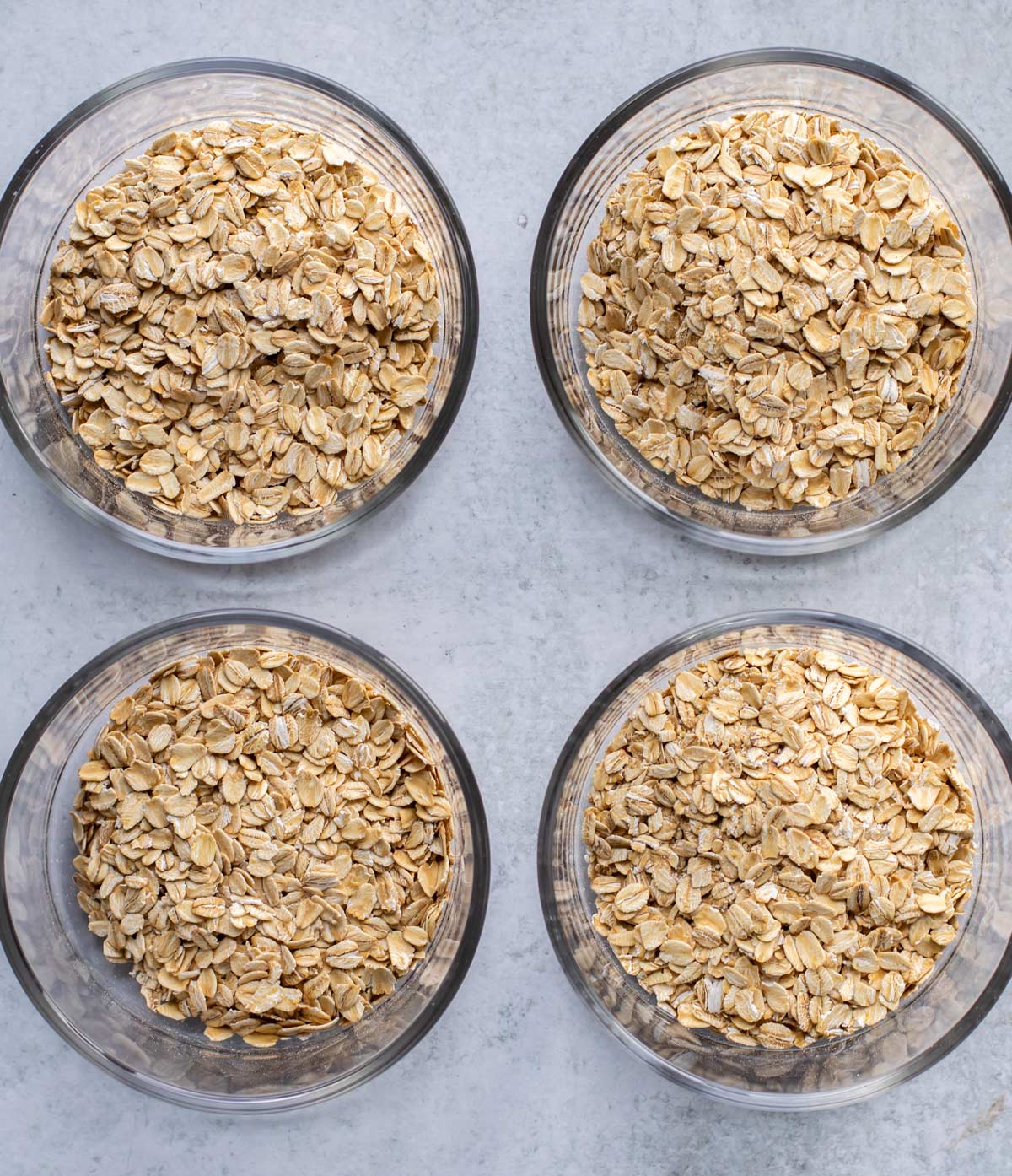 the oats in the containers.