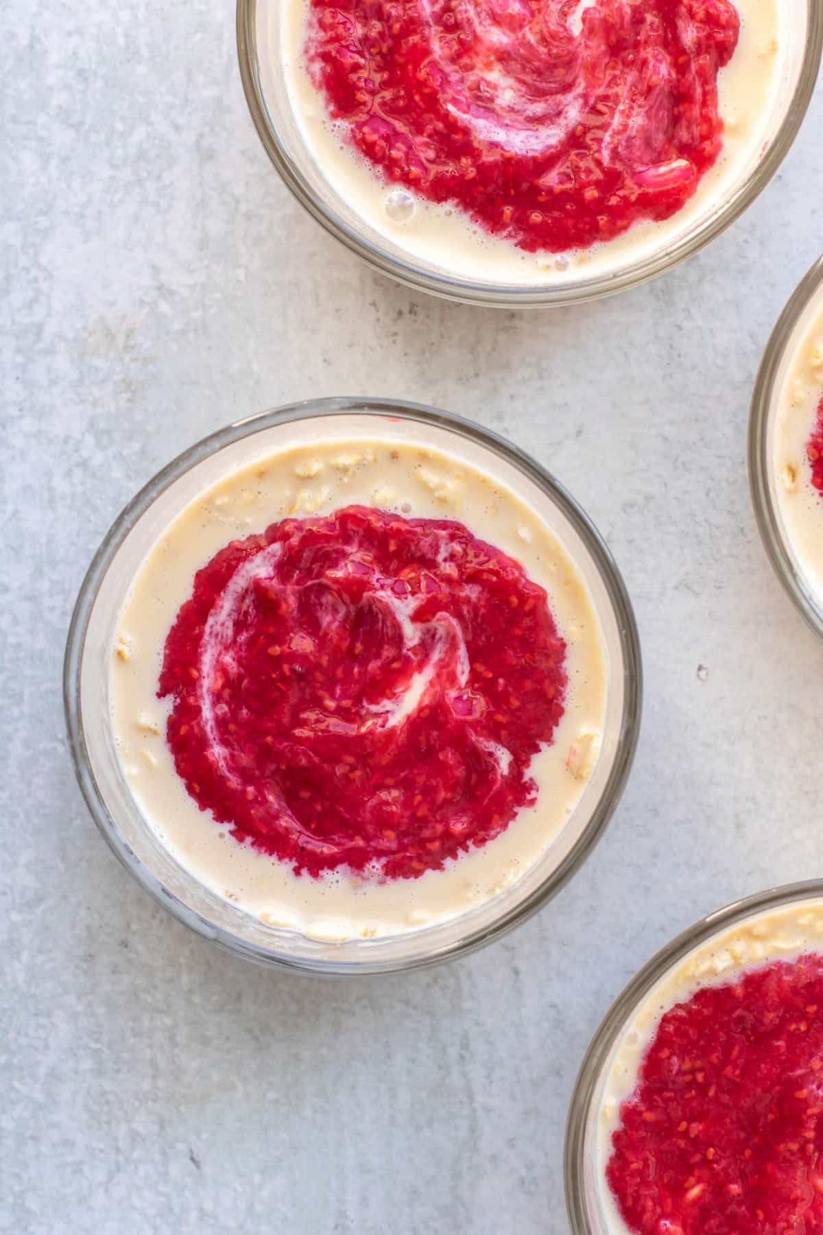 the overnight oats topped with the sauce.